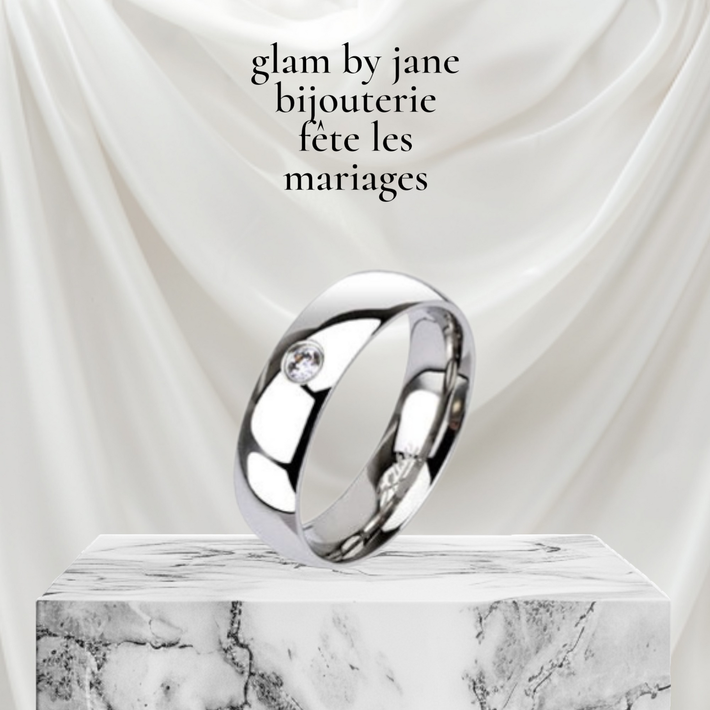 Bague alliance en acier et oxyde de zirconium 6 mm