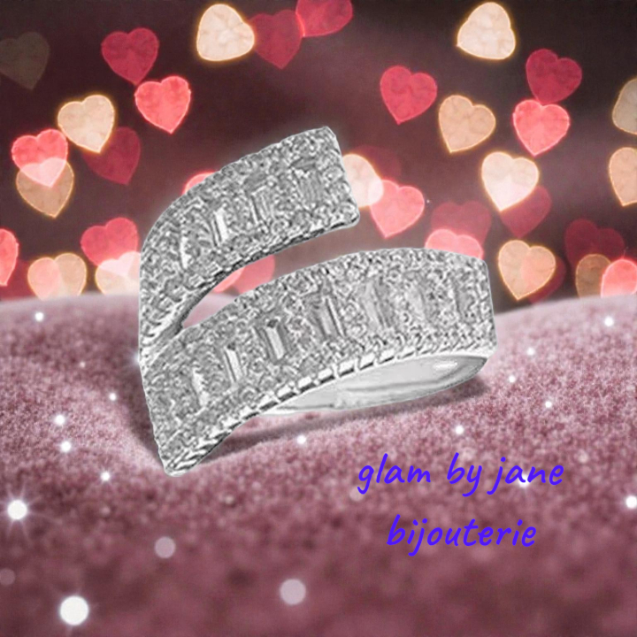 Bague femme réglable zirconiums sertis