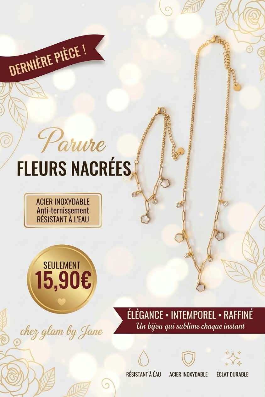 Parure fleur blanc nacré