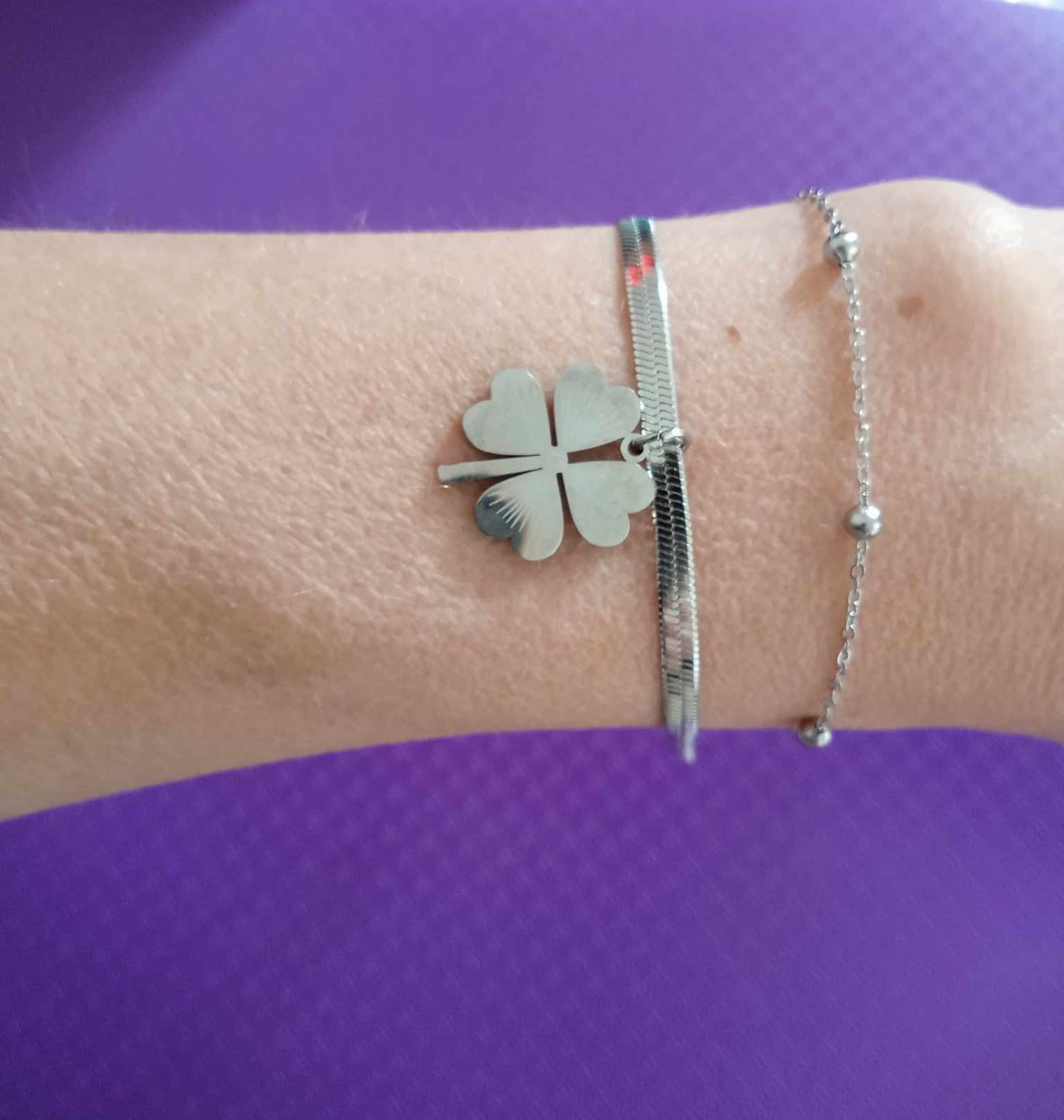 Bracelet trèfle en acier inoxydable