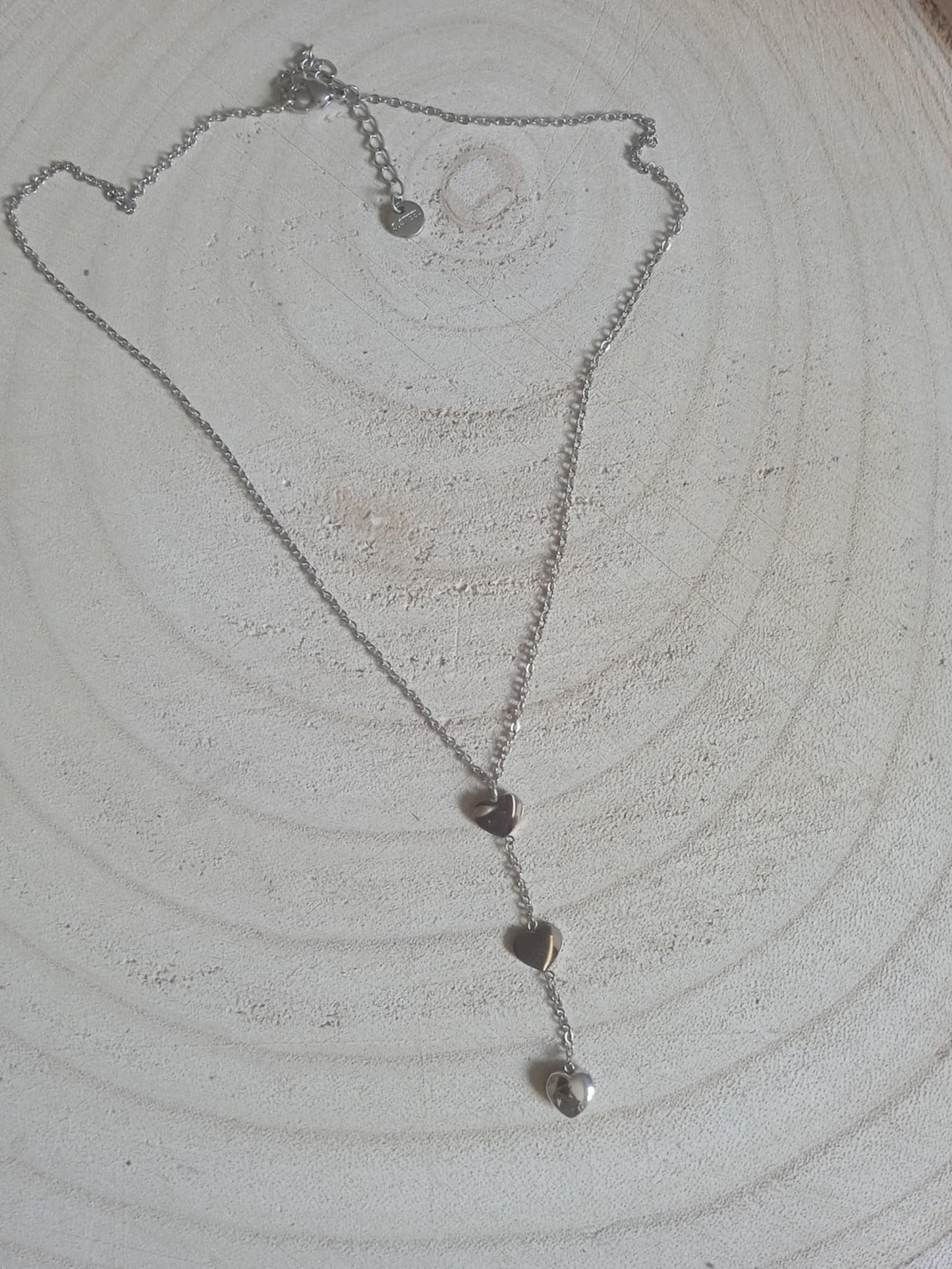 Collier 3 coeur en acier inoxydable