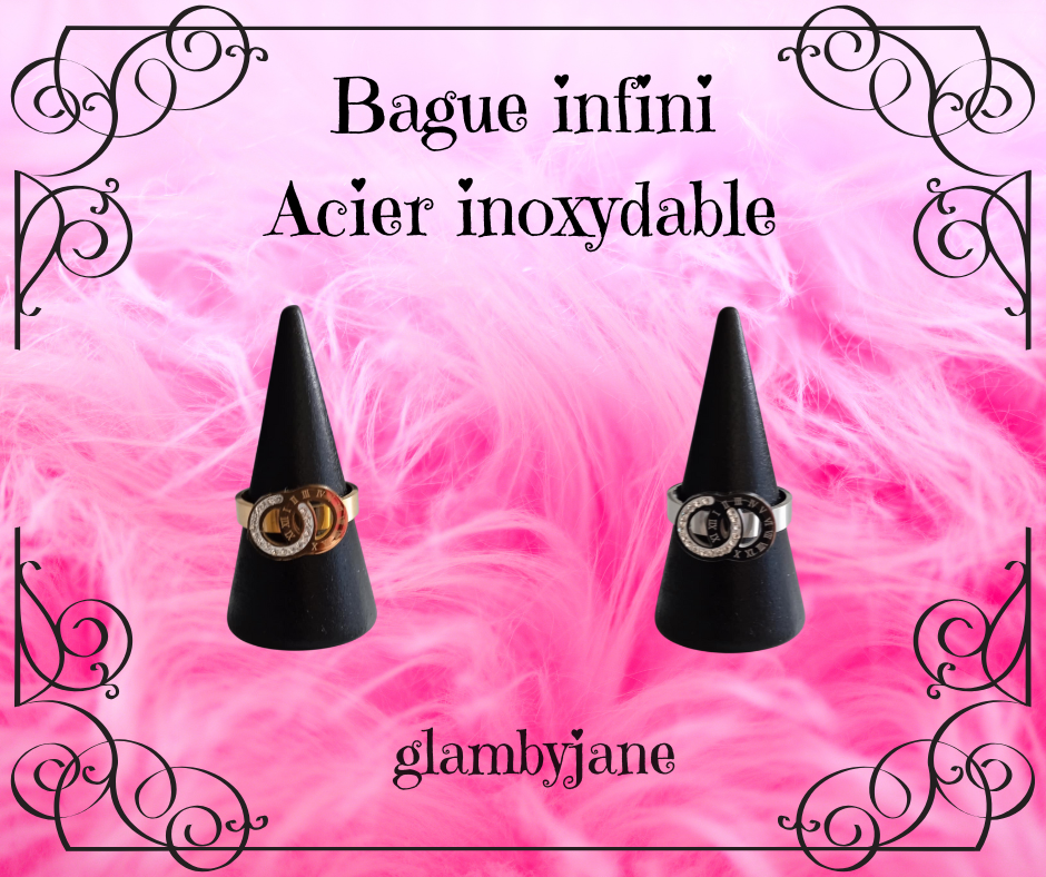 Bague réglable chiffre romain infini en acier inoxydable