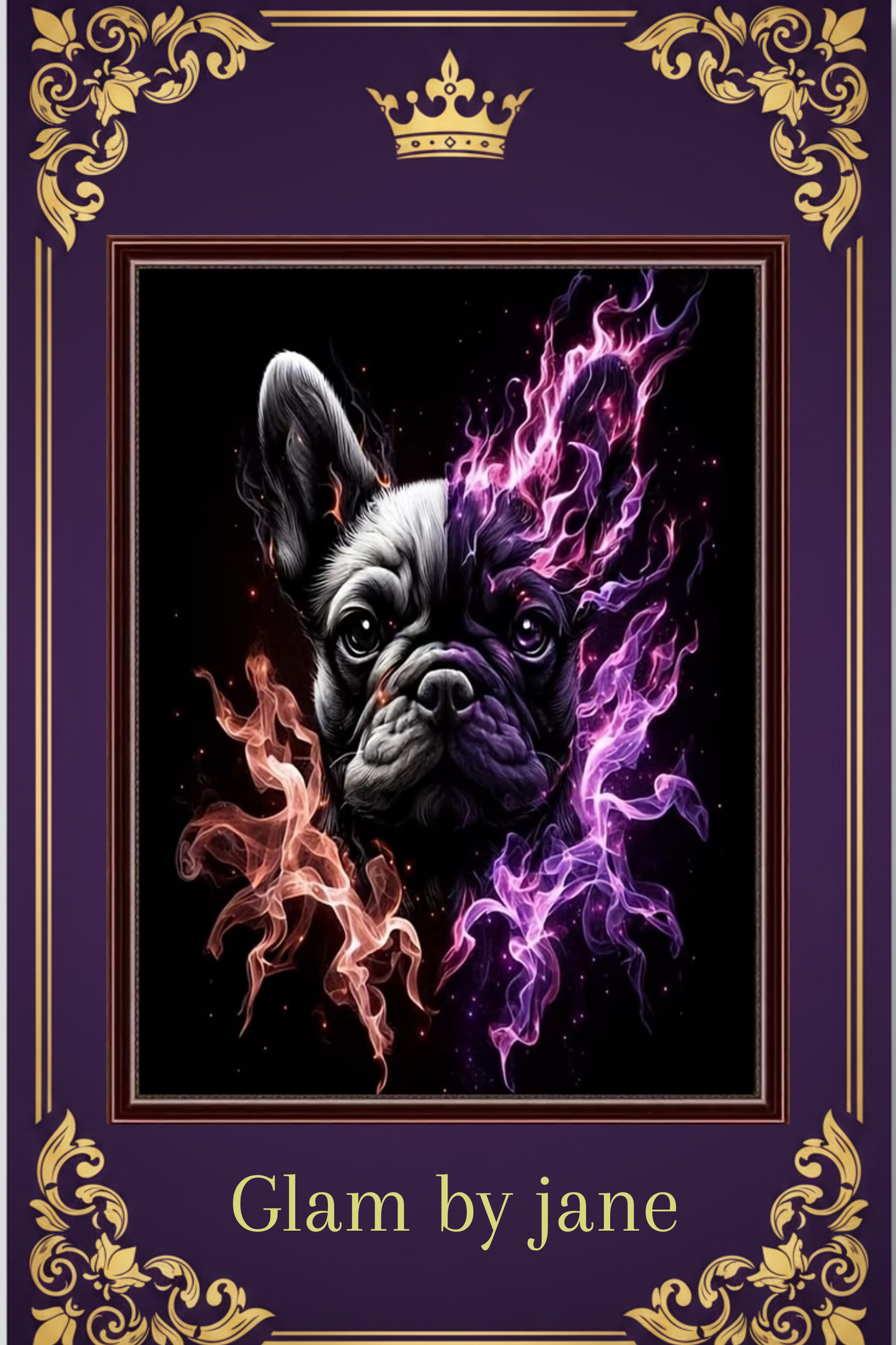 Kit Peinture Diamant 5D – Bouledogue Français Mystique | 30x40cm | Art Mosaïque sur Toile
