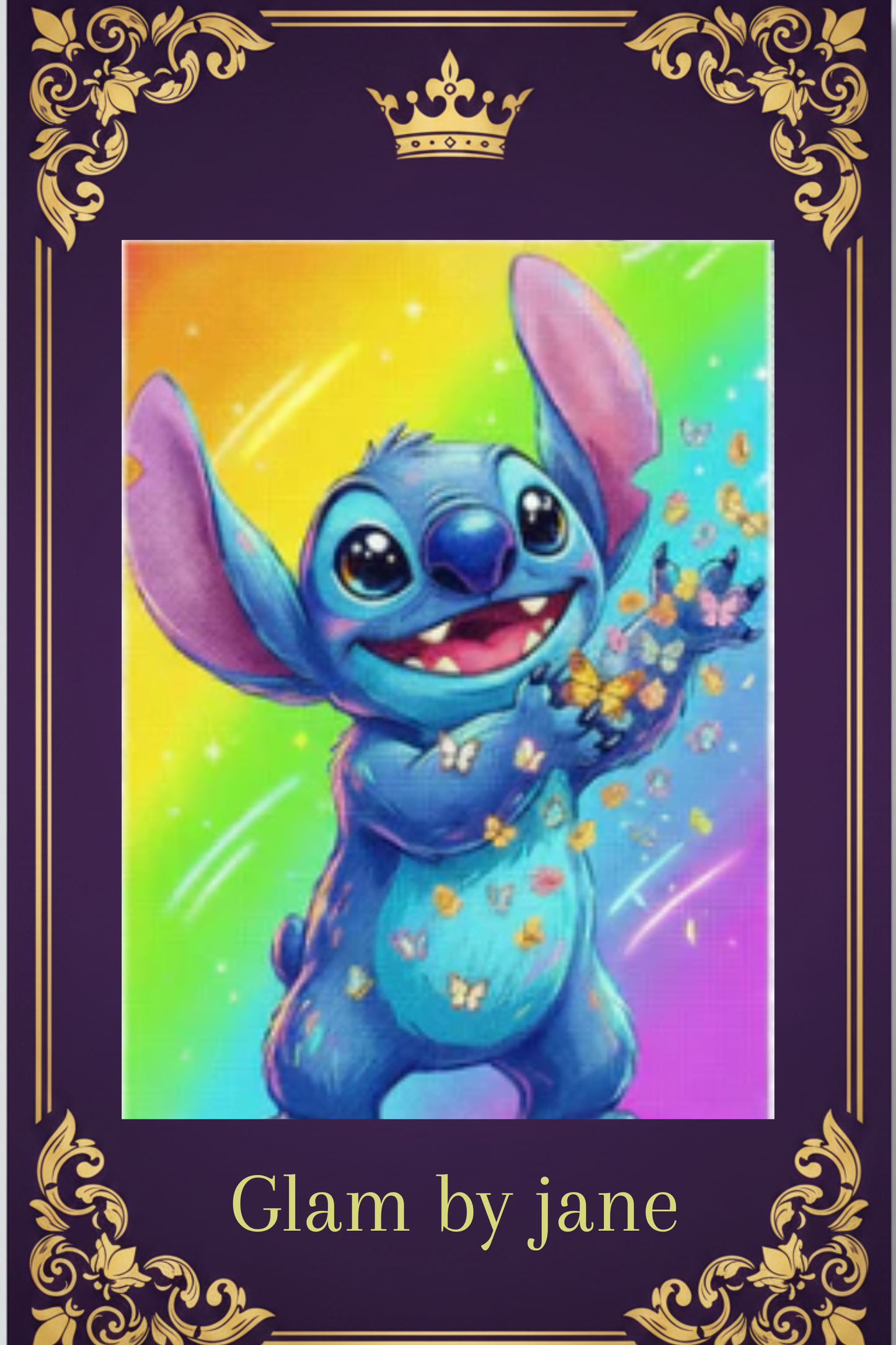 Kit Peinture Diamant 5D – Petit Monstre Kawaii & Papillons | 30x40cm | Art Mosaïque sur Toile