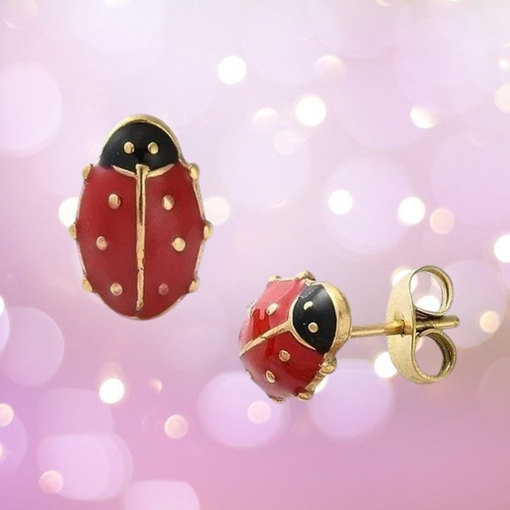 Boucles d'oreilles fille en acier inoxydable Coccinelle
