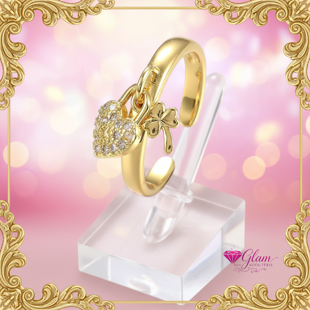 Bague femme réglable breloque coeur