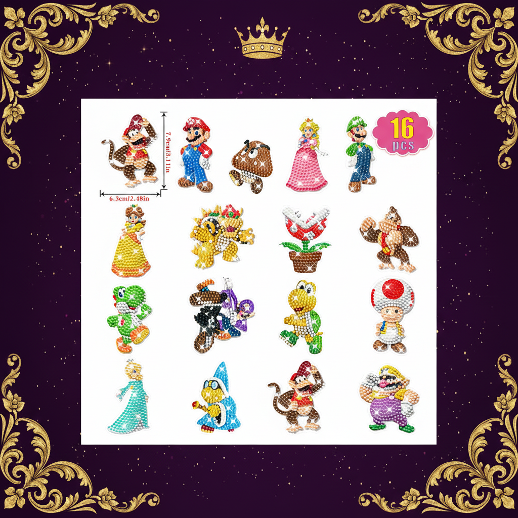 Kit Peinture Diamant 3D – Super Mario 16 Personnages