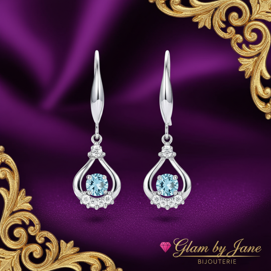 Boucles d’oreilles pendantes argent 925 avec zirconium Kamelia