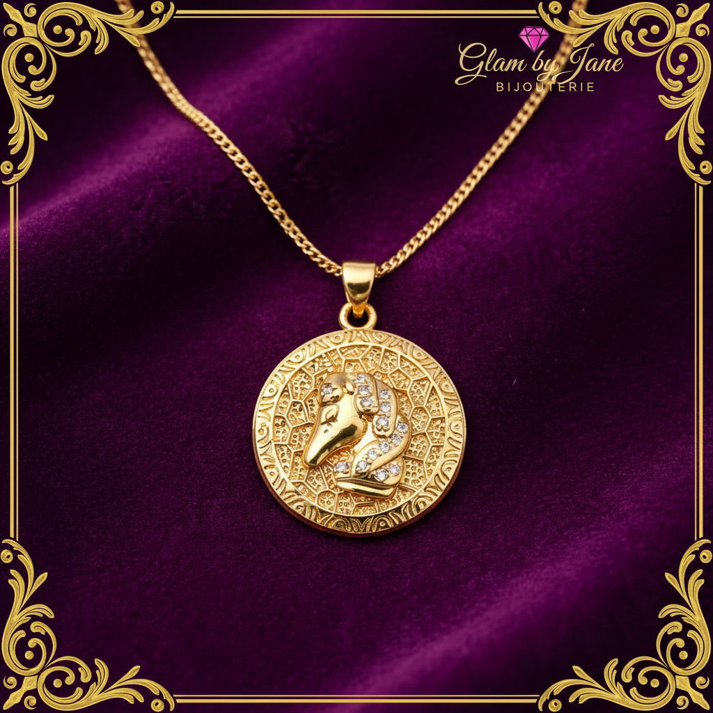 Collier chaine et pendentif zircon cubique cheval