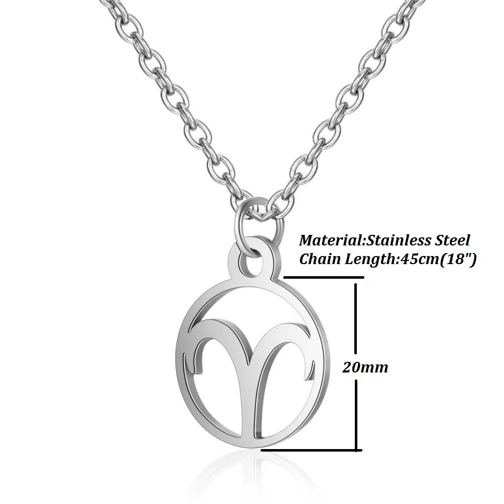 Collier Pendentif Zodiaque | Acier Inoxydable Argenté