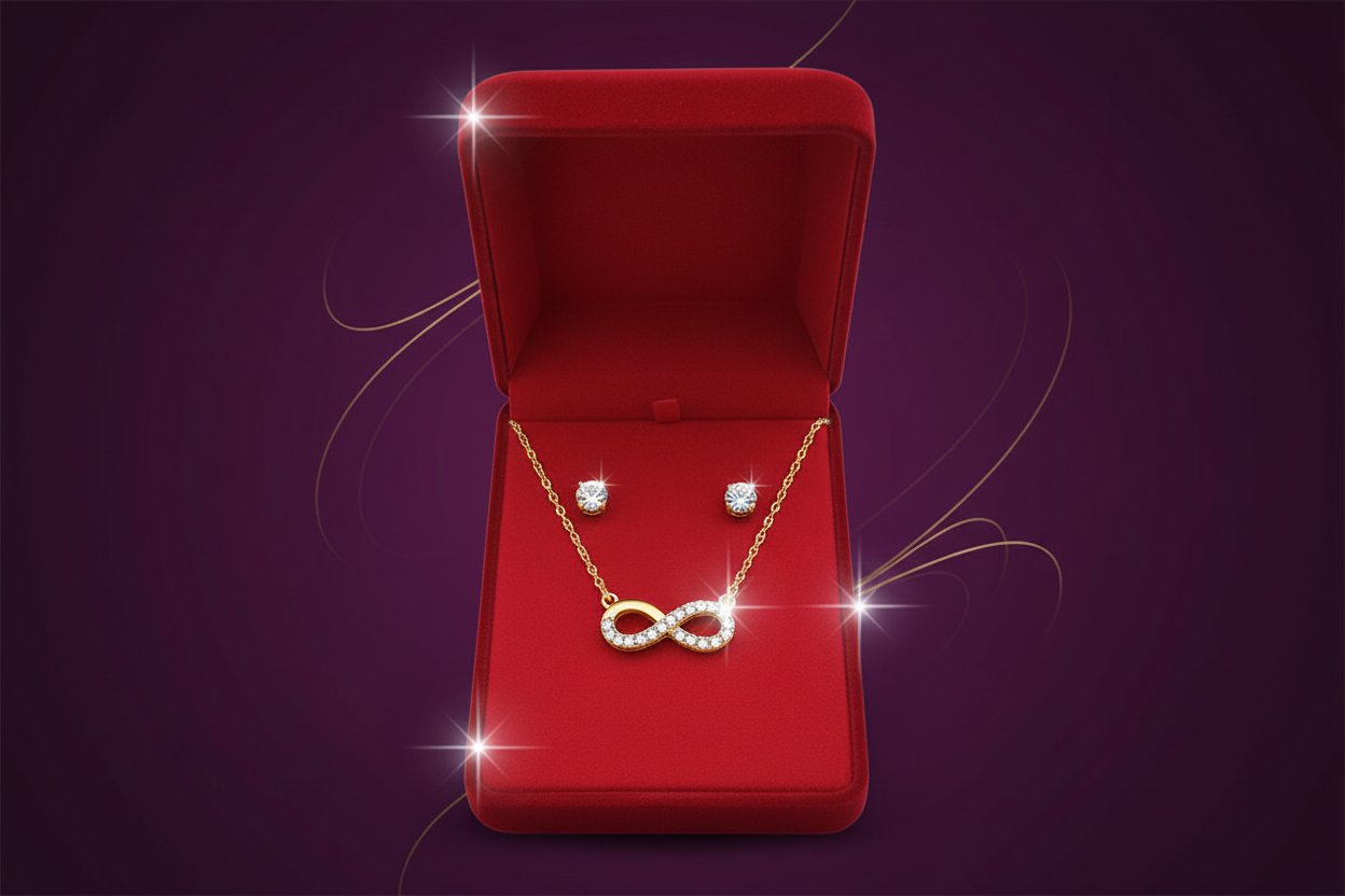 Parure boucles d'oreilles et collier infini
