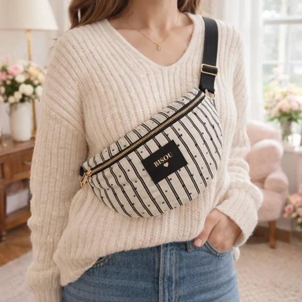 Sac banane "Bisou" motif Léopard ou rayures étoiles