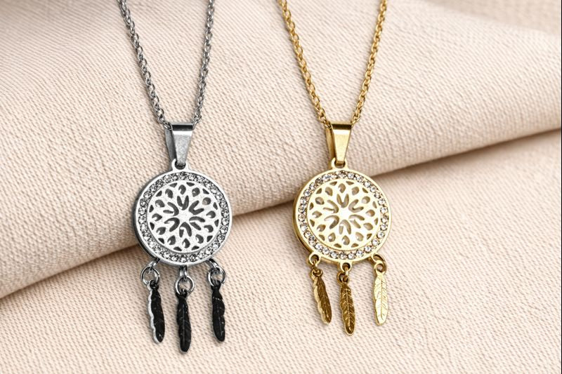 Collier attrape rêve en acier inoxydable
