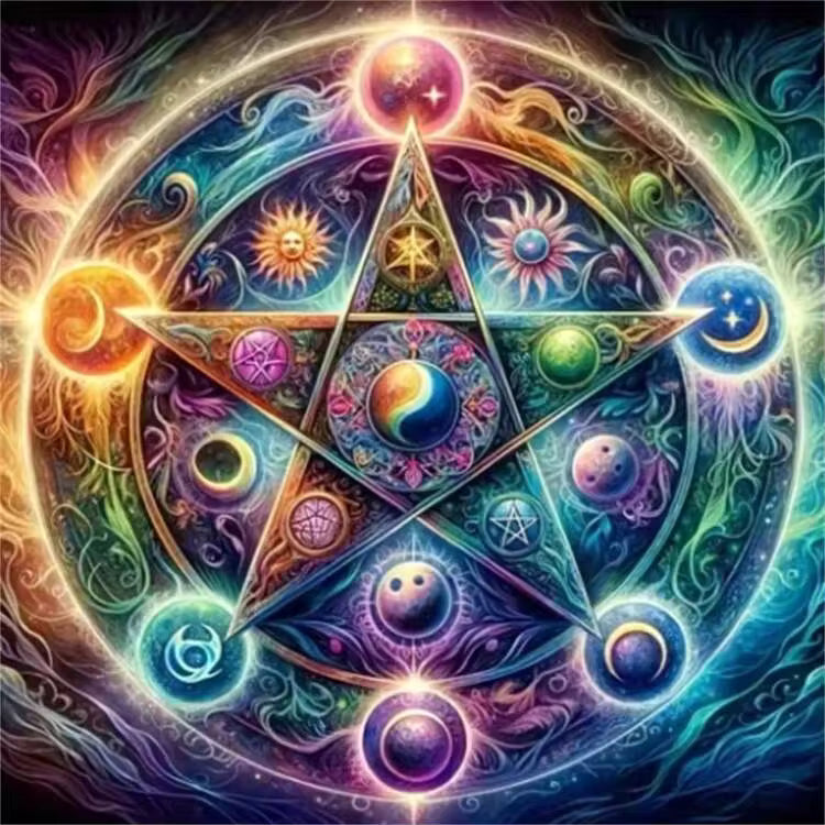 Diamond Painting 5D – Pentacle céleste multicolore