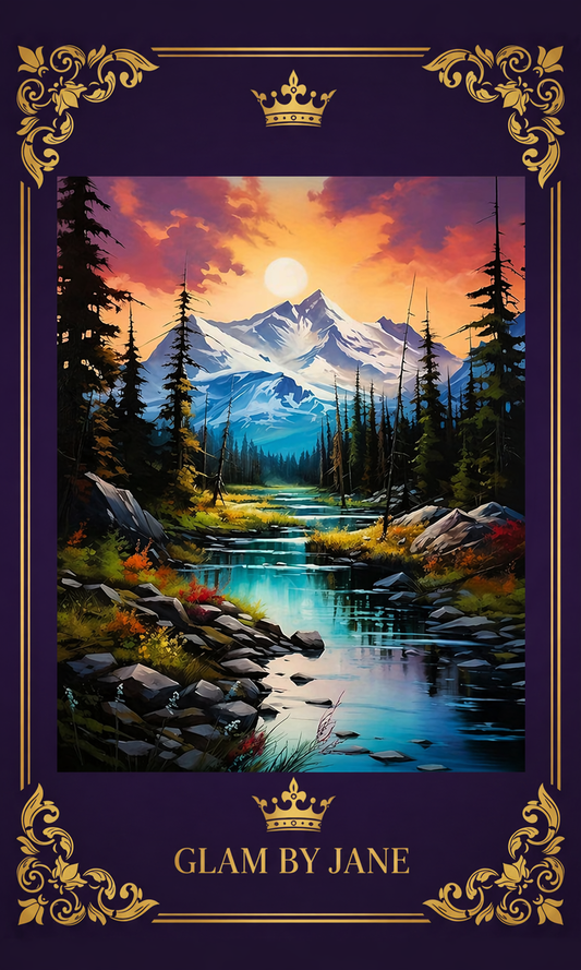 Kit DIY Peinture Diamant 5D – Paysage Montagne & Rivière au Crépuscule Art Mosaïque sur Toile