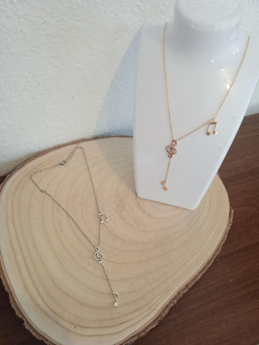 Collier note de musique en acier inoxydable
