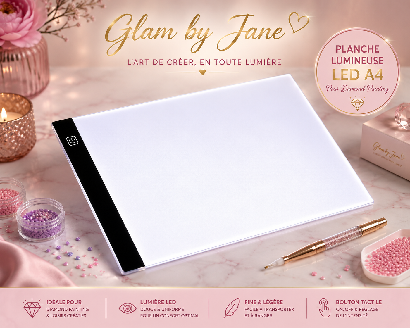 Planche Lumineuse LED A4 pour Diamond Painti
