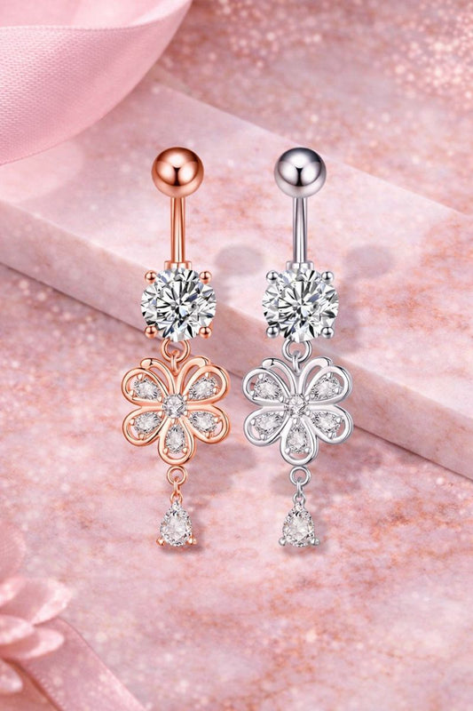 Piercing nombril en acier inoxydable avec zircon