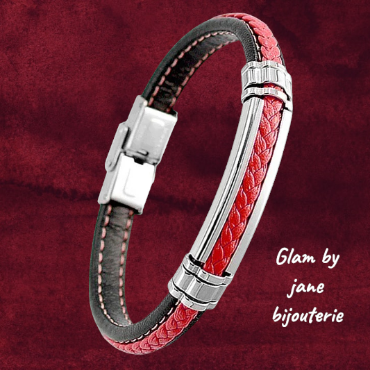 Bracelet pour homme - Acier 316 - Cuir
