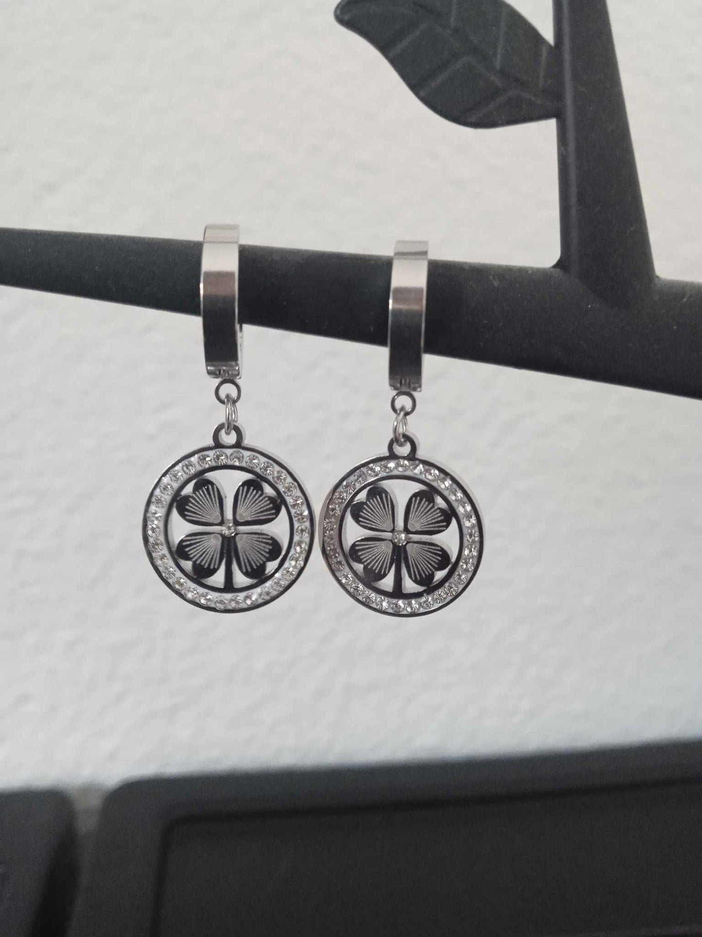 Boucles d'oreilles trèfle en acier inoxydable
