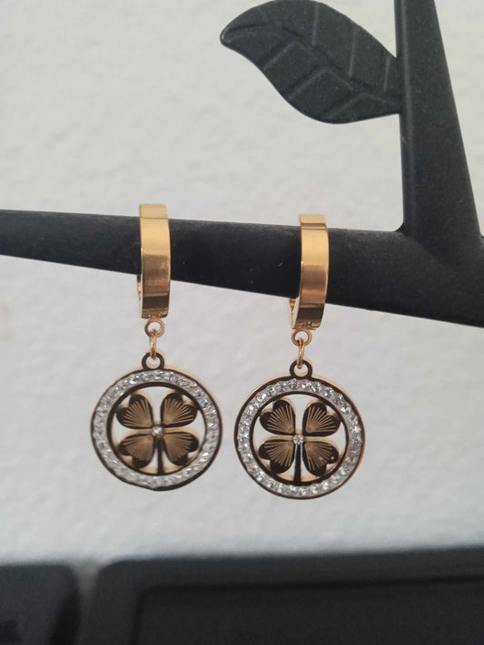 Boucles d'oreilles trèfle en acier inoxydable