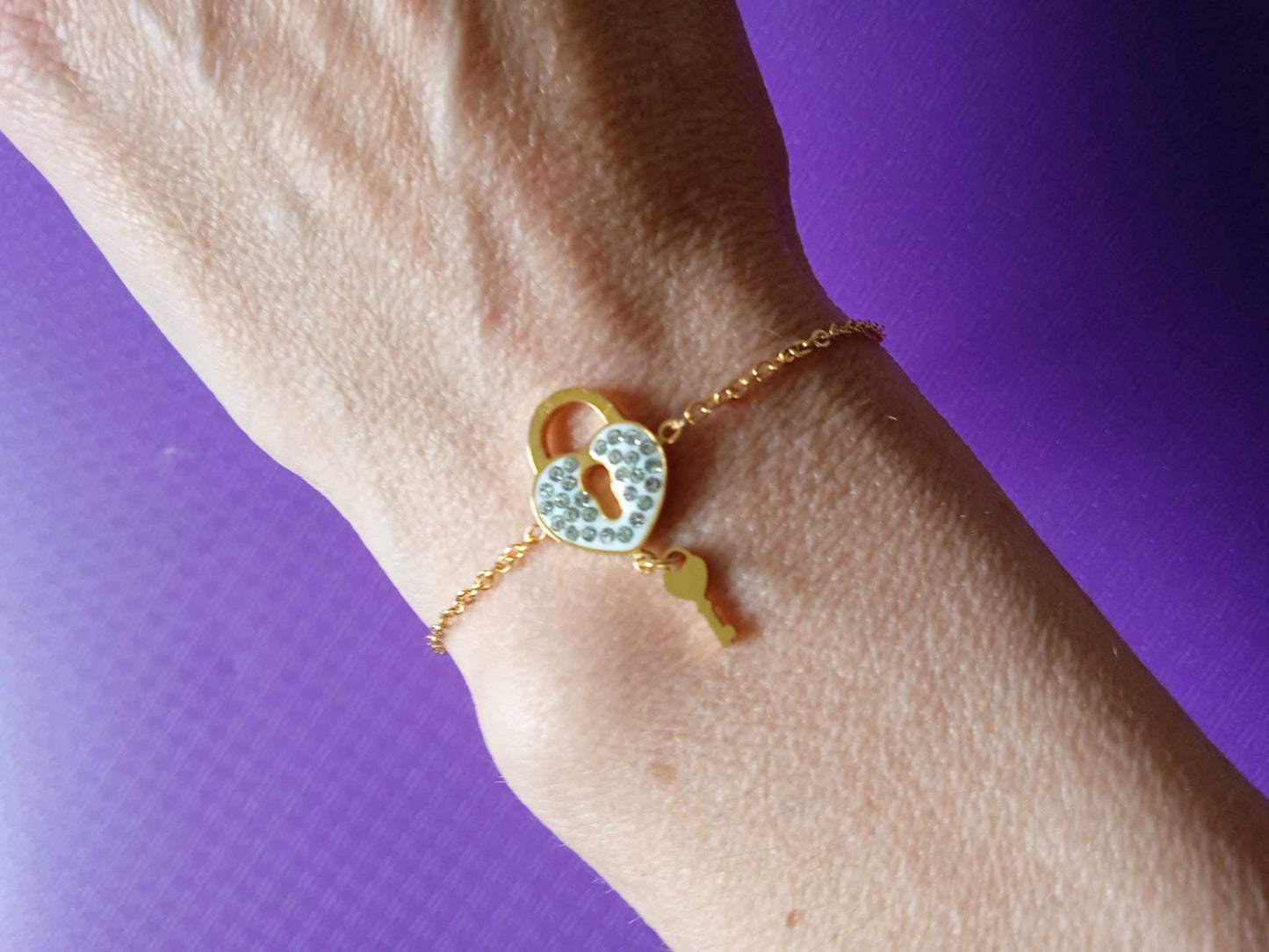 Bracelet cadenas avec sa clé en acier inoxydable