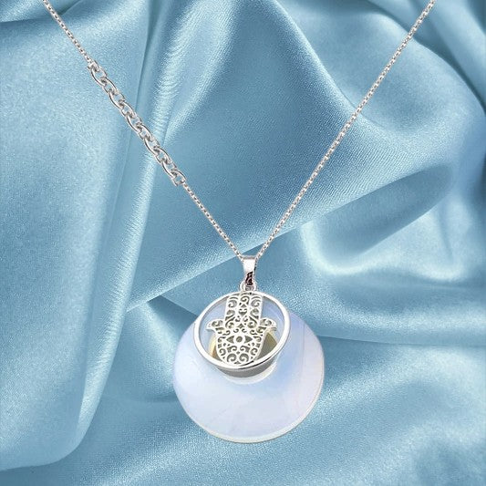Pendentif main de Fatma pierre naturelle Opaline