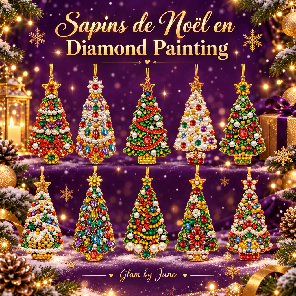 Kit de 10 Décorations de Noël en Diamond Painting 5D