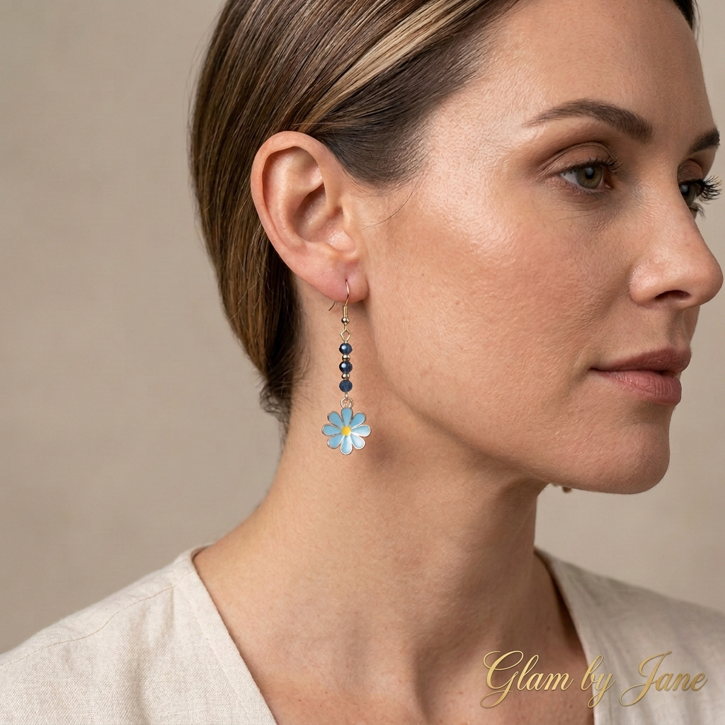 Boucles d’oreilles fleurs et perles – Acier inoxydable