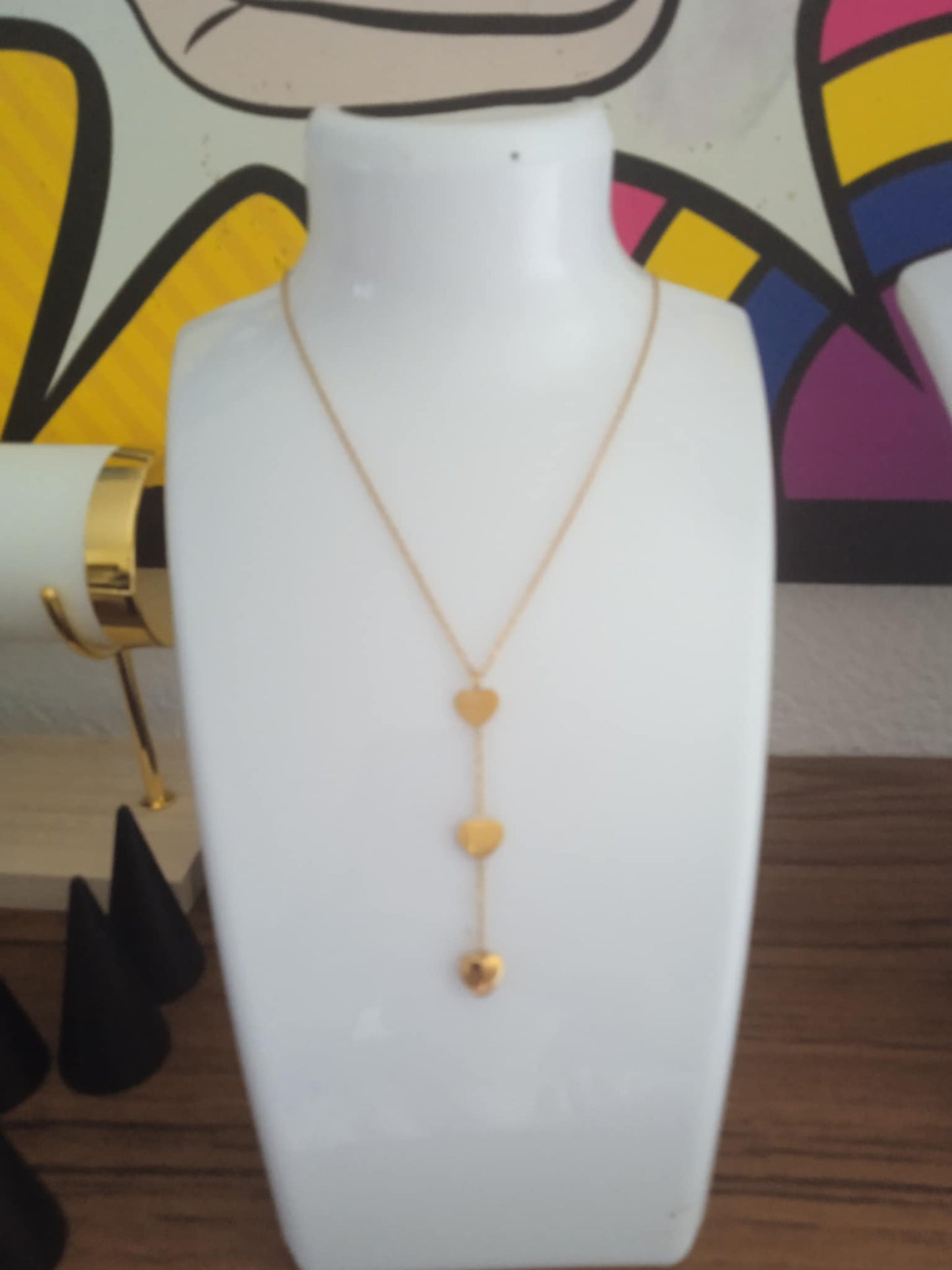 Collier 3 coeur en acier inoxydable