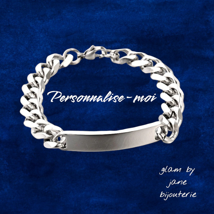Bracelet gourmette acier inoxydable argenté