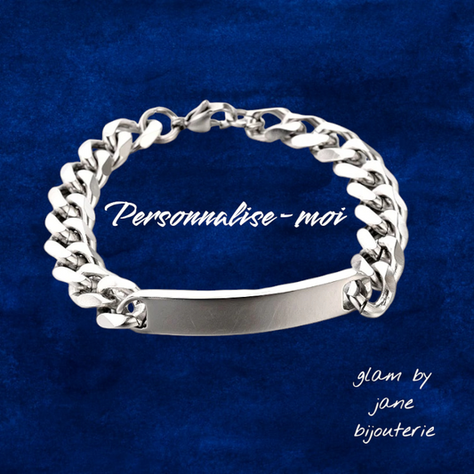 Bracelet gourmette acier inoxydable argenté