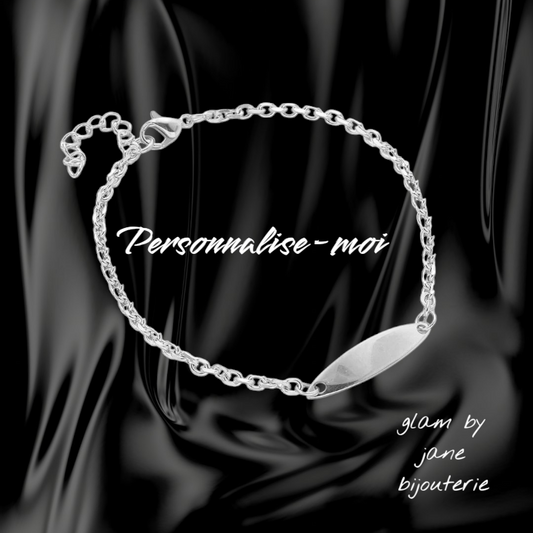 Bracelet gourmette acier inoxydable plaque à graver