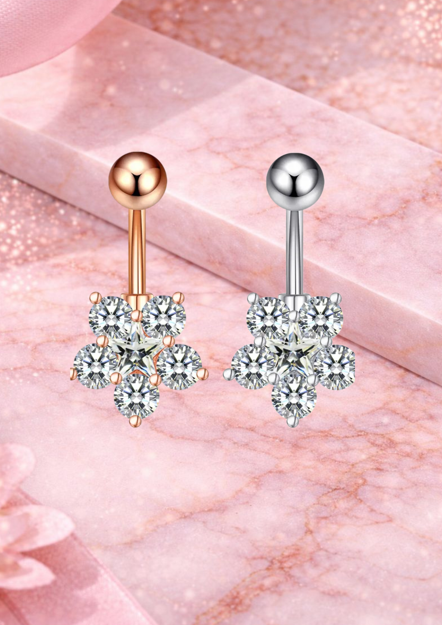Piercing nombril en acier inoxydable  avec zircon