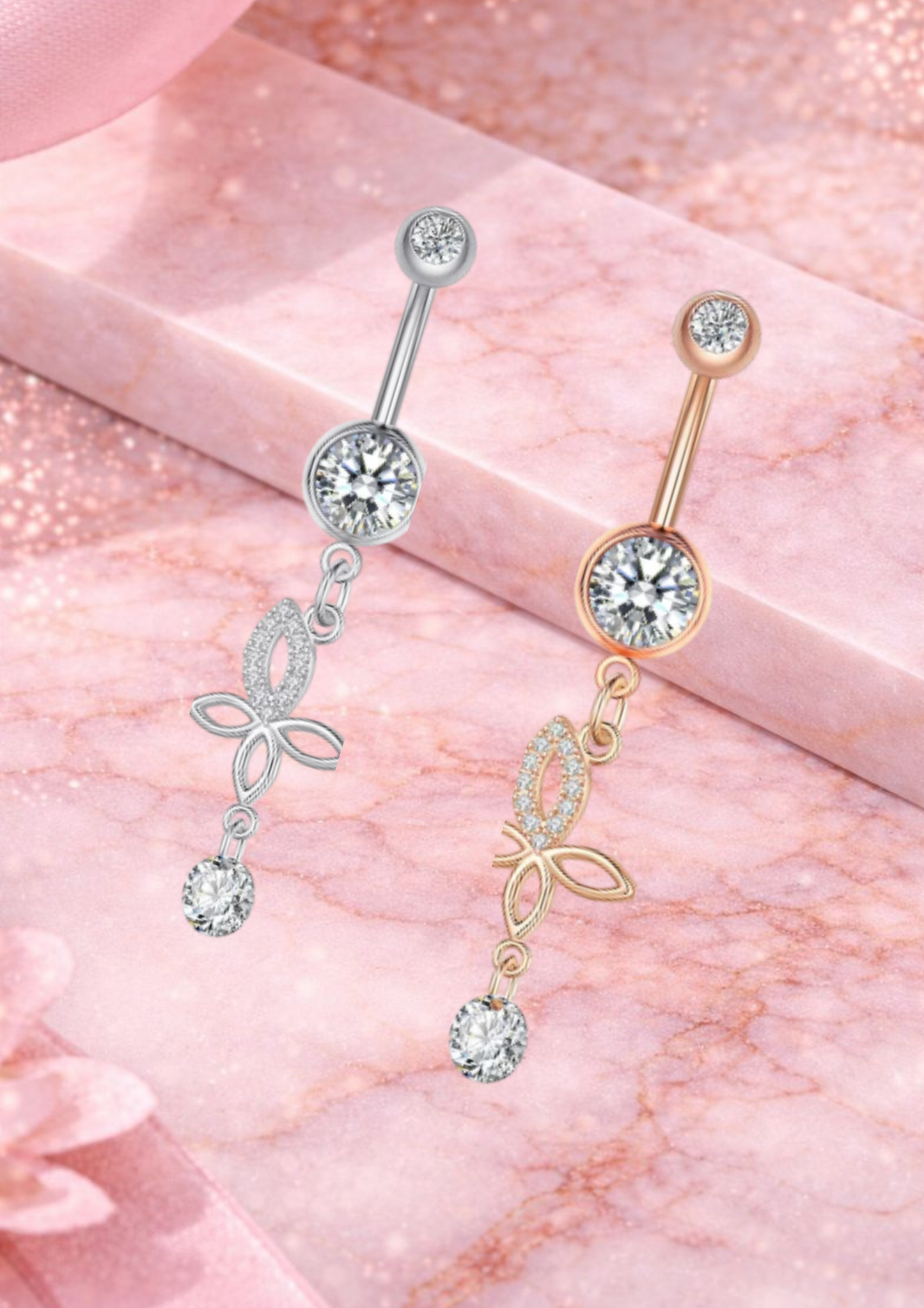 Piercing nombril en acier inoxydable avec zircon