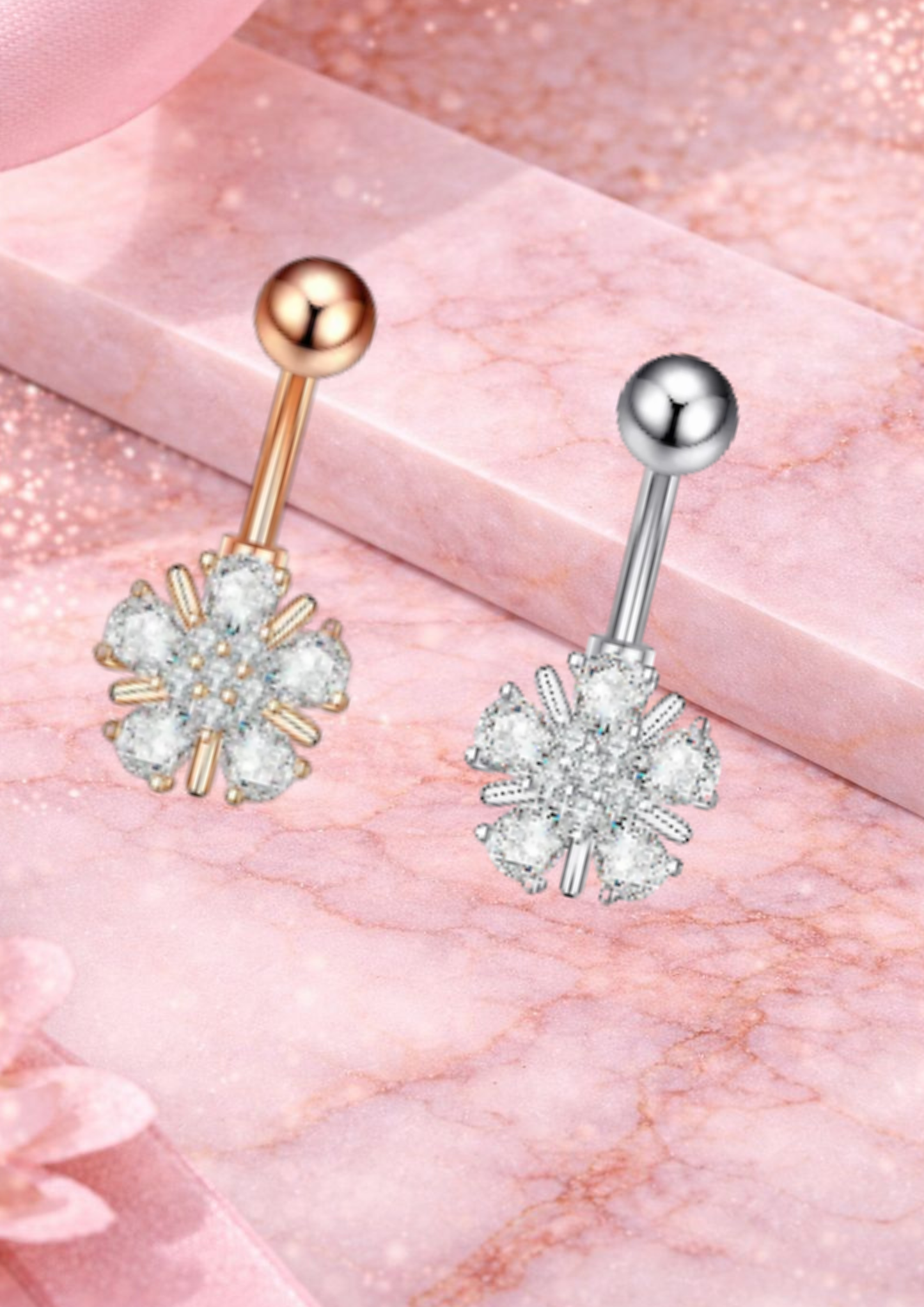 Piercing nombril en acier inoxydable avec zircon