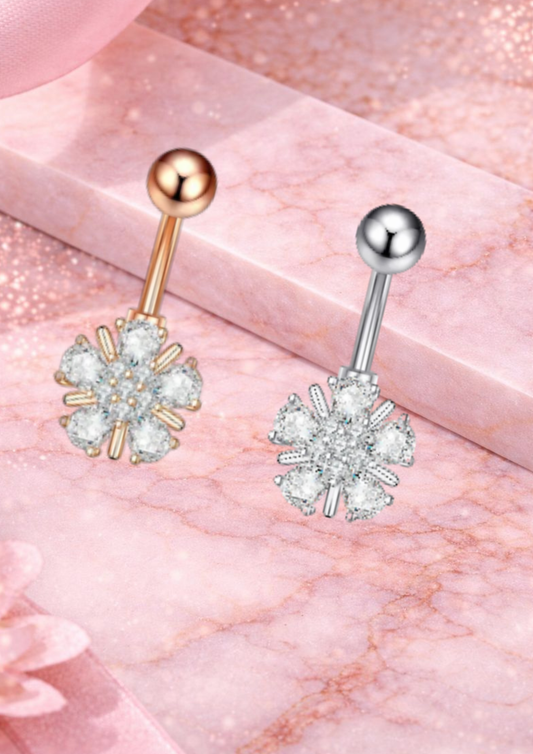 Piercing nombril en acier inoxydable avec zircon