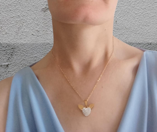 Collier coeur d'ange en acier inoxydable