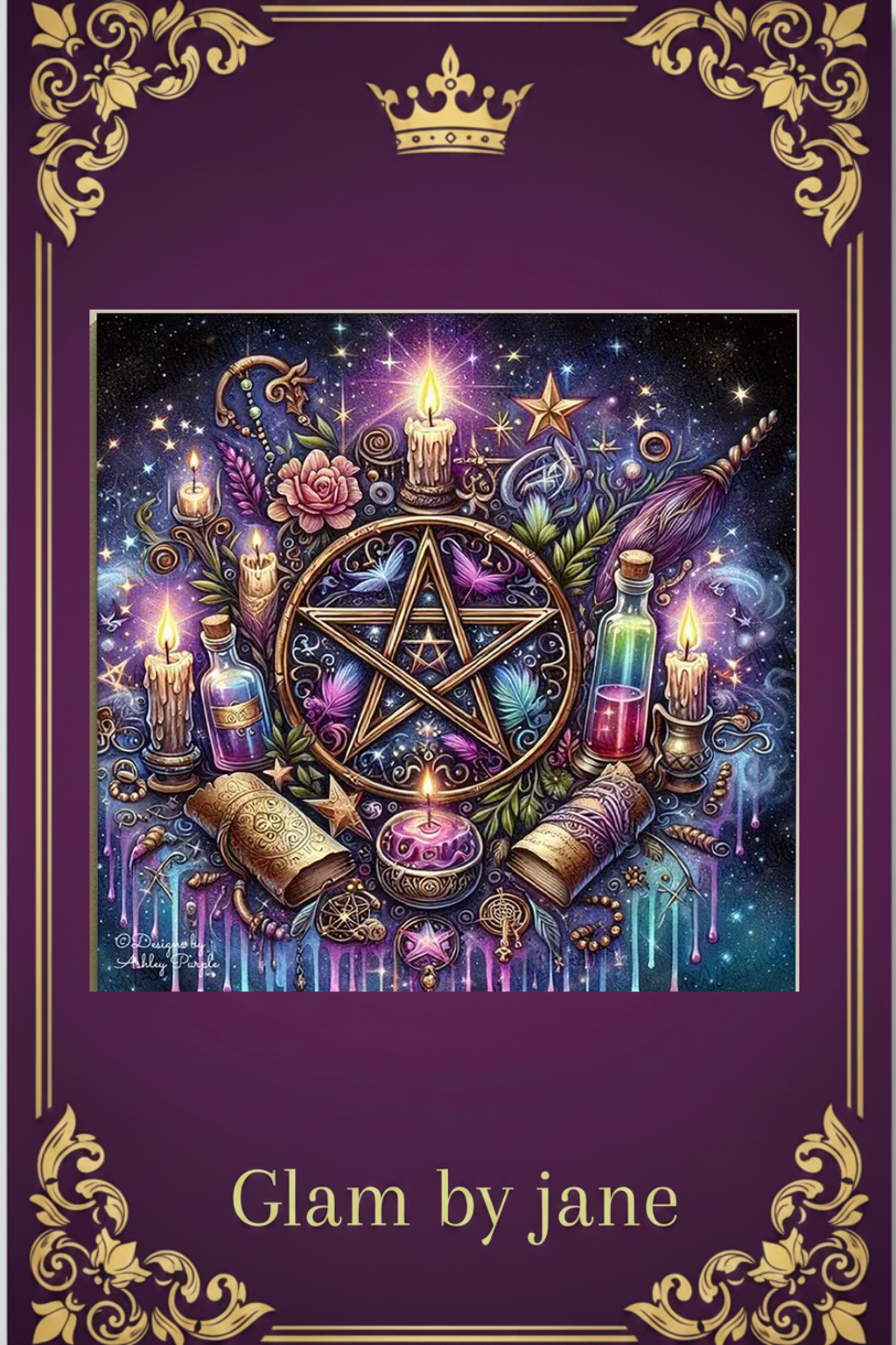 Kit de Peinture de Diamants – Pentagramme & Bougies Enchantées  Mystique & Fantaisie 40x40 cm