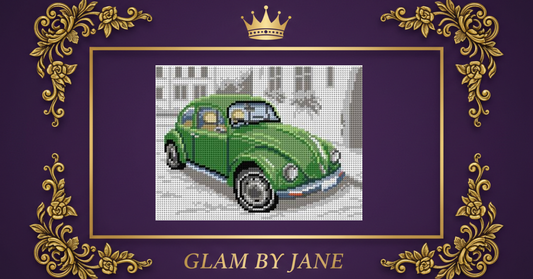 CANEVAS BLANC - LA COCCINELLE DE VOLKSWAGEN - 18 X 24 CM