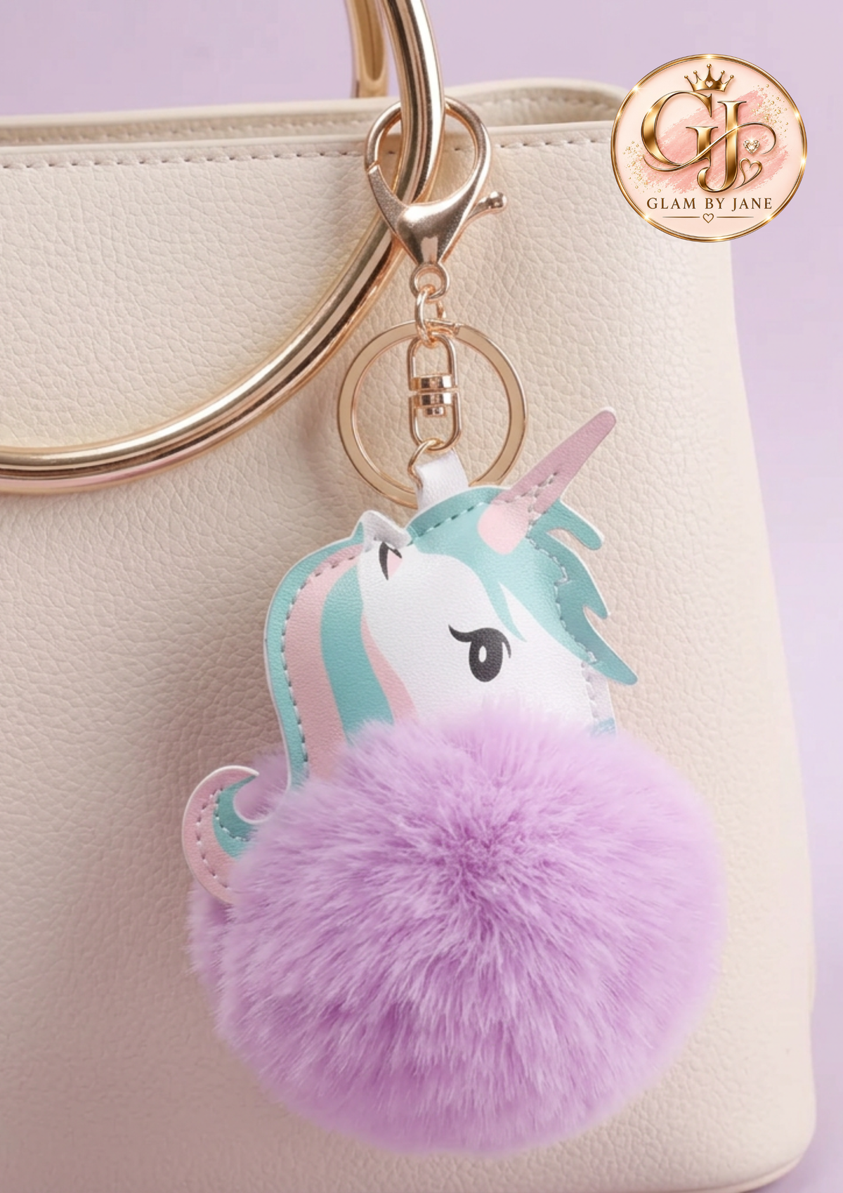 Porte-clés licorne à pompon doux bijou de sac