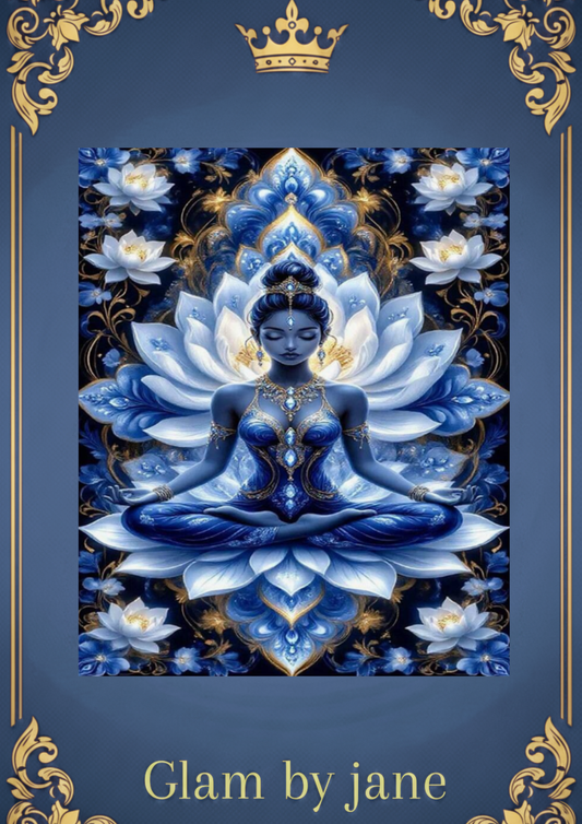 Peinture de diamant 2D DIY Fleur de lotus déesse de la méditation