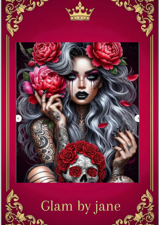 Kit de peinture diamant 5D Femme, Crâne & Fleurs