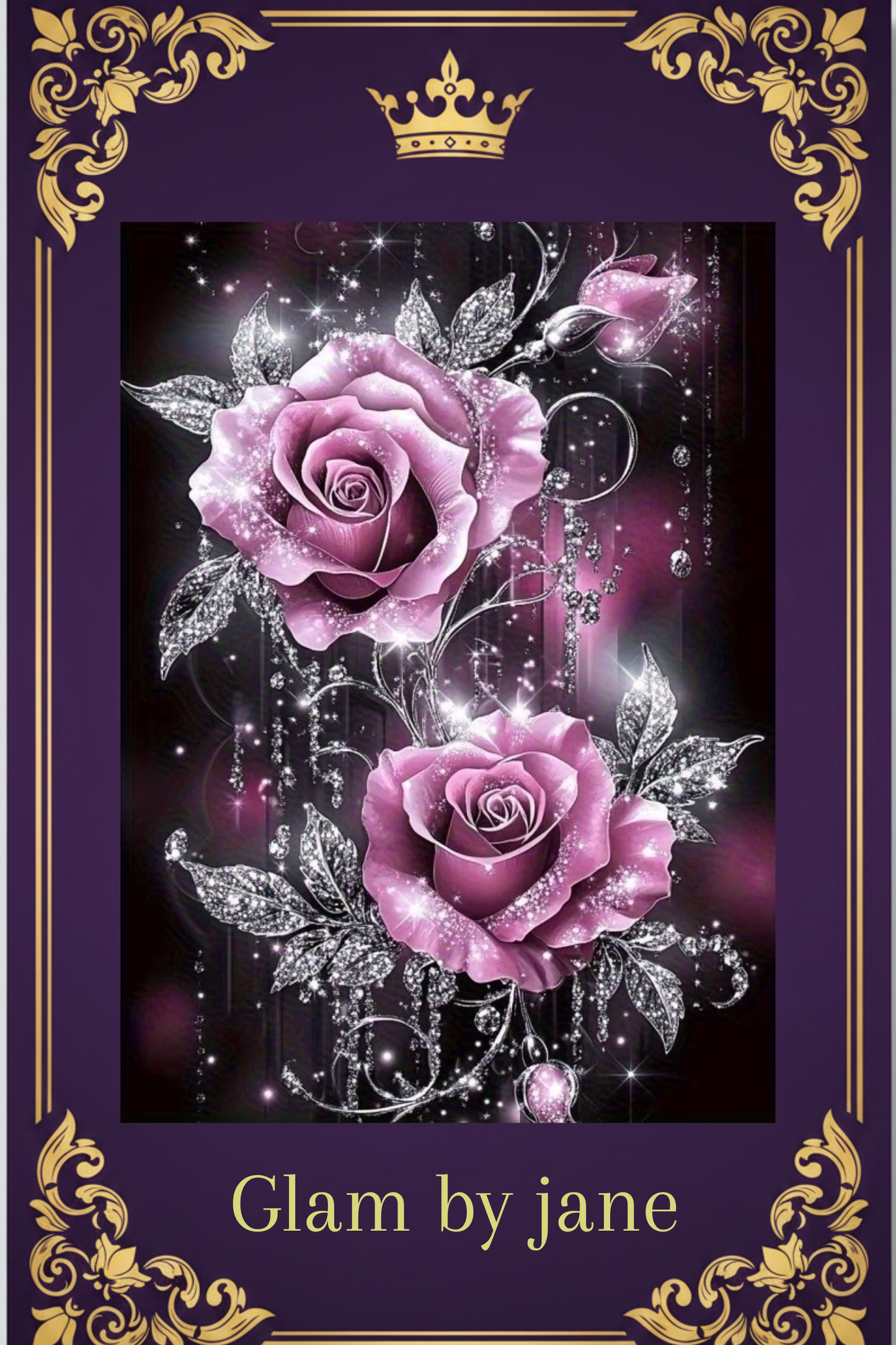Kit Peinture Diamant 5D – Roses Roses & Cristaux Argentés | 30x40cm | Art Mosaïque sur Toile