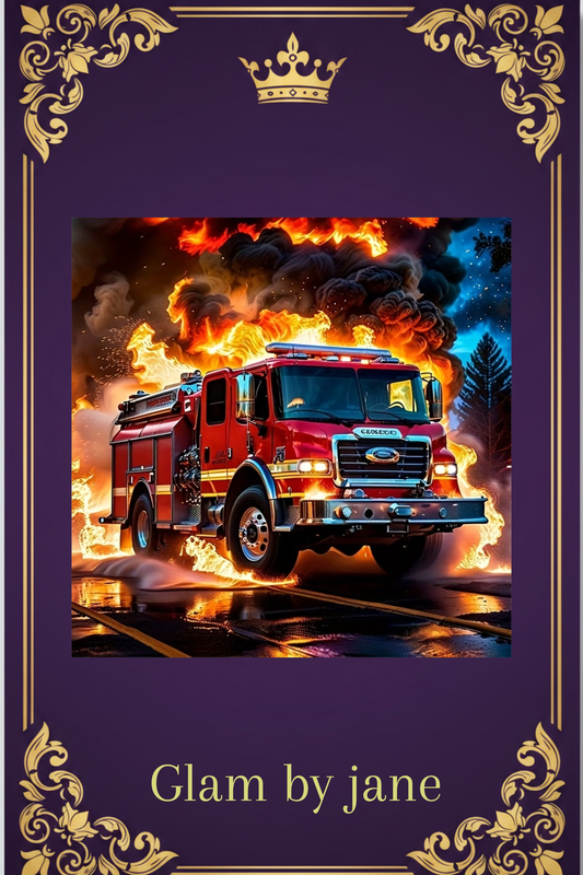 🎨 Kit Peinture Diamant 5D – Camion de Pompiers avec Flammes