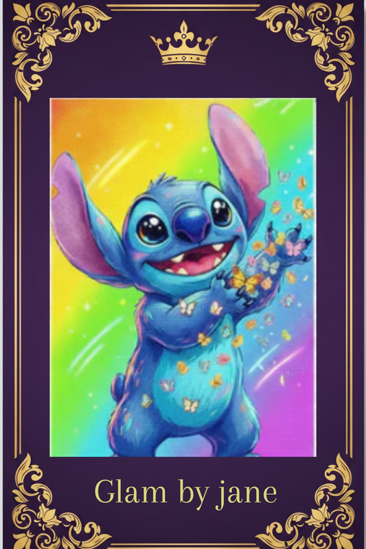 Kit Peinture Diamant 5D – Petit Monstre Kawaii & Papillons | 30x40cm | Art Mosaïque sur Toile