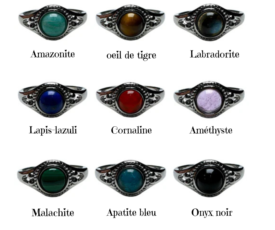 Bague en laiton & pierre naturelle