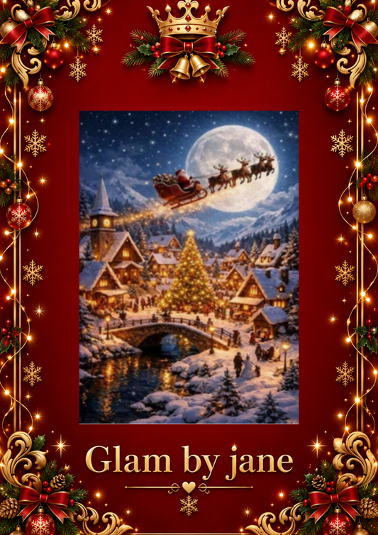 Kit de peinture diamant 5D – Village de Noël sous la pleine lun
