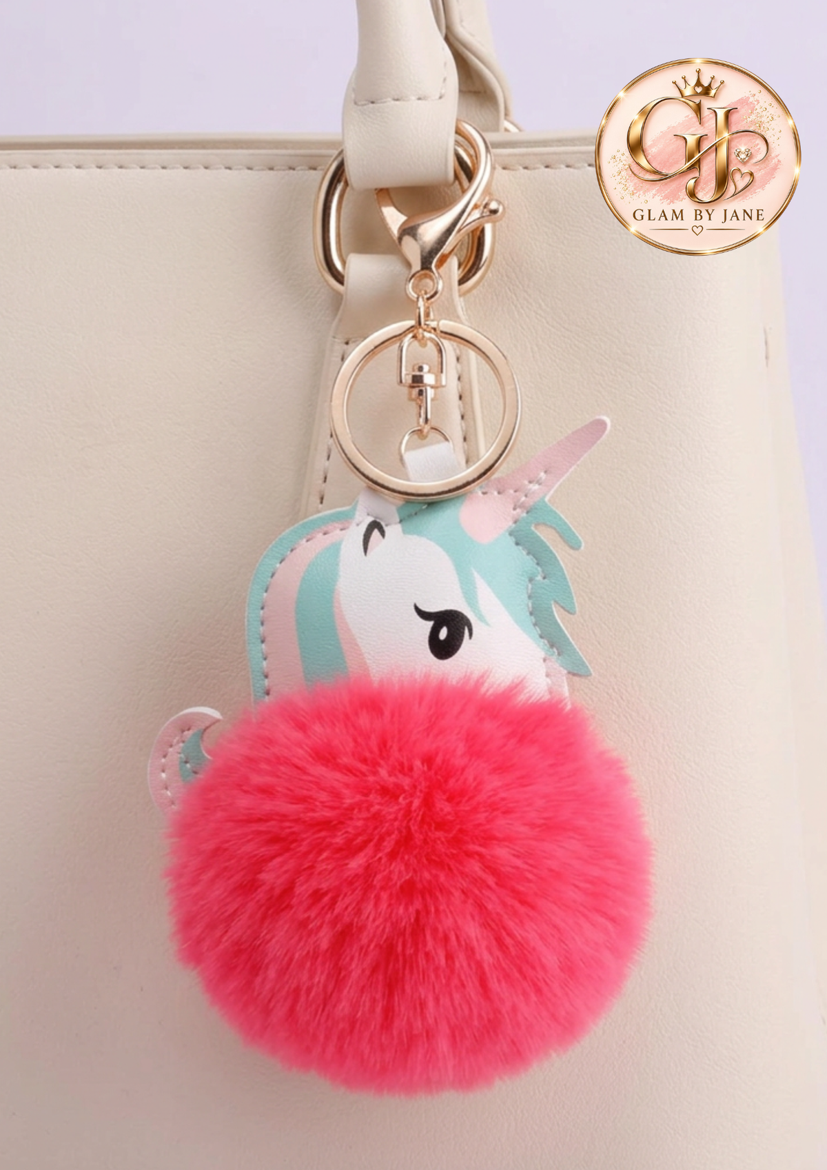 Porte-clés licorne à pompon doux bijou de sac
