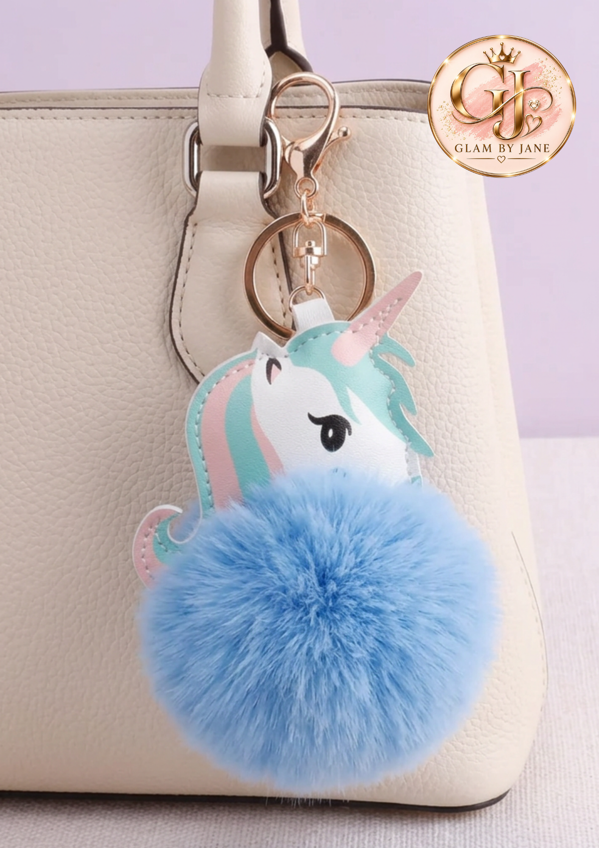 Porte-clés licorne à pompon doux bijou de sac